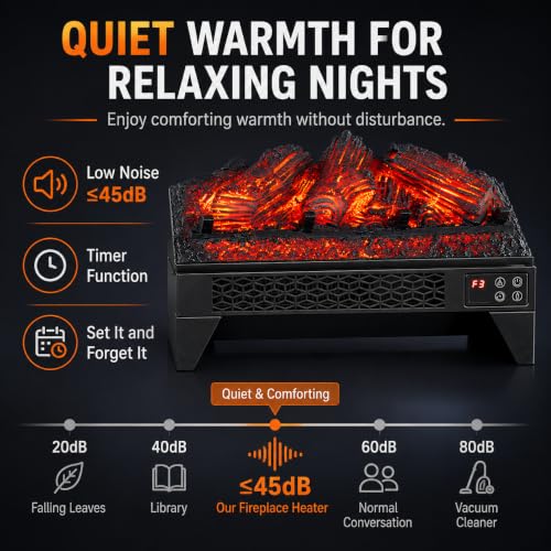 18 Inch Electric Fireplace Logs Insert with App Control - 1400W Heater