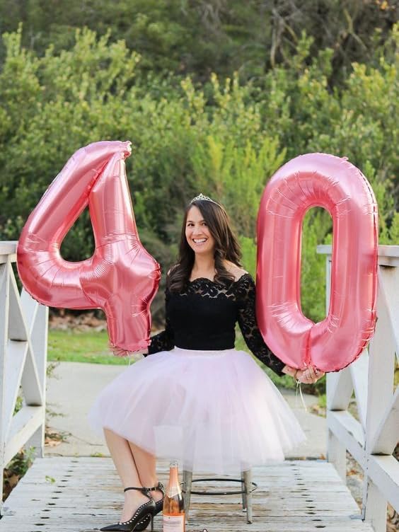 Number Balloons | 40 Inch Pearl Pink 24-Pack | Perfect for Happy Birthday & Wedding Celebrations