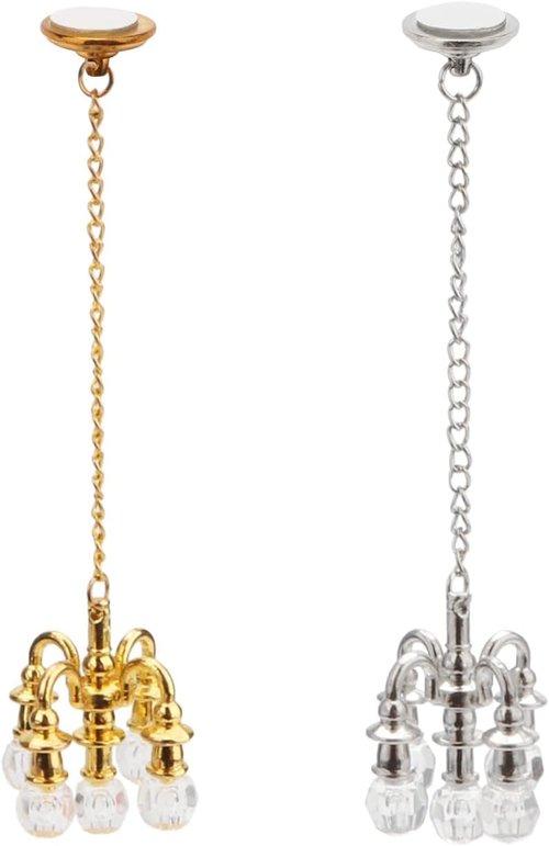 Chrystaline Miniature Chandelier by Dollhouse | 1:12 Scale Luxury 5-Head Pendant Light - Golden Finish