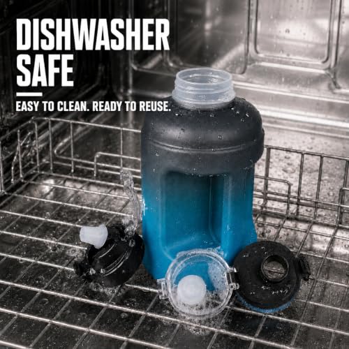 73oz Water Bottle with 2 Lids - Black Blue, BPA-Free, Leak Proof, Dishwasher Safe