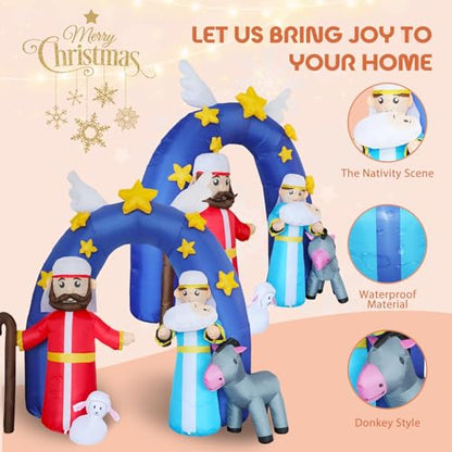 9.2FT Christmas Inflatable Nativity Scene Archway with LED Lights - Large Outdoor Yard Decoration - Variation of This Listing