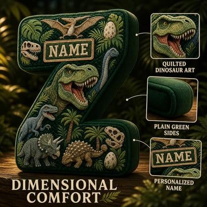 Personalized Dinosaur Letter Pillow - Plush Name Cushion for Kids & Decor