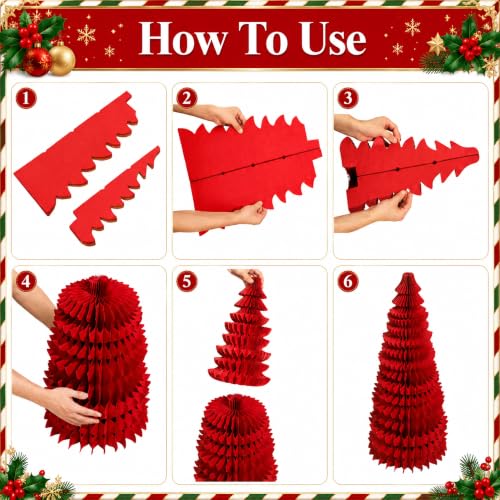 Christmas Tree Honeycomb Set with 3 Styles - Green Red White, Style A