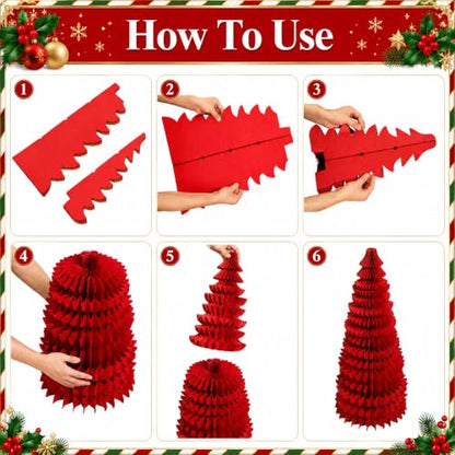 Christmas Tree Honeycomb Set with 3 Styles - Green Red White, Style A