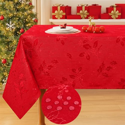Christmas Jacquard Table Cloth 52x70 Inch Waterproof Dining Decor