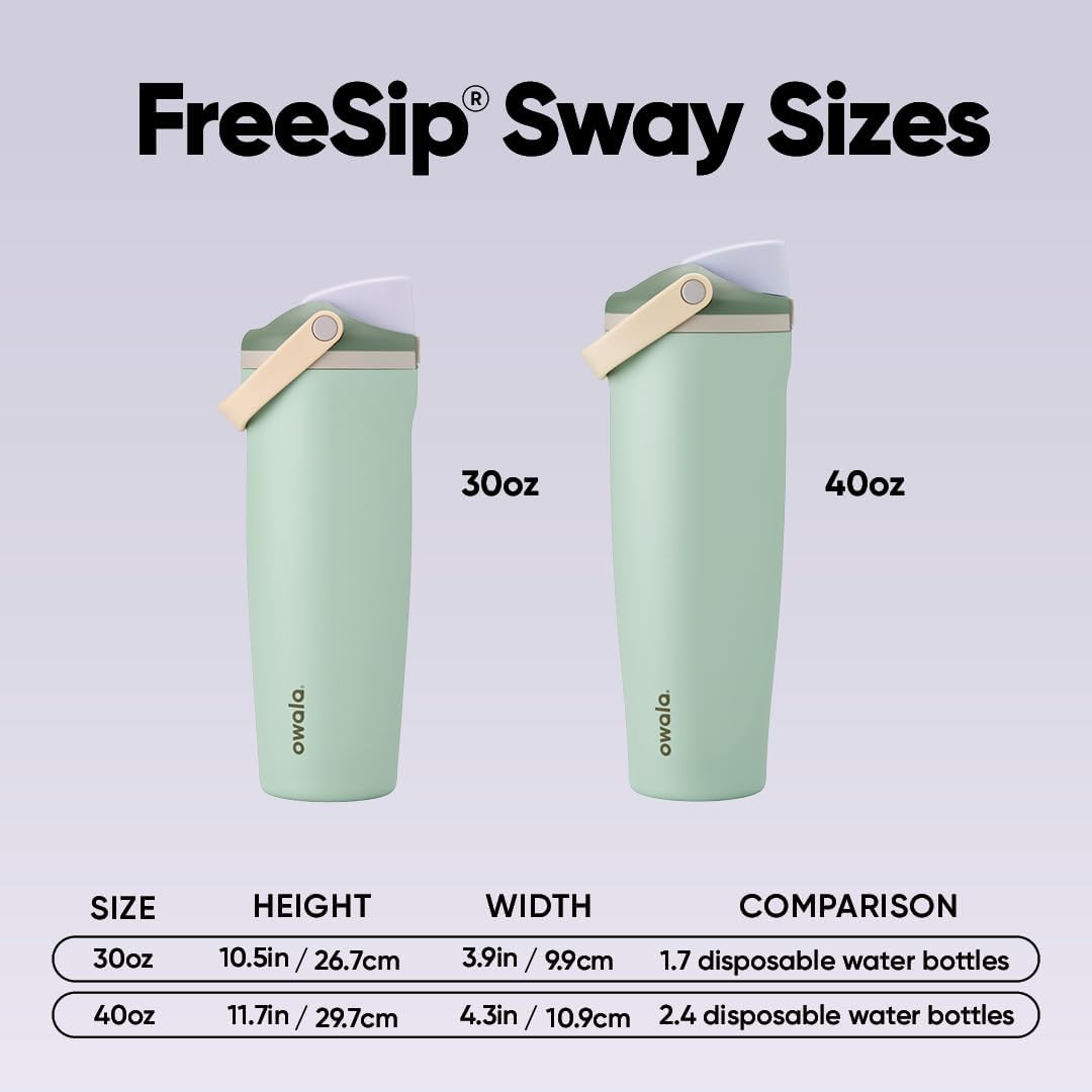 Owala FreeSip Sway - 30-Oz. Stainless Steel Water Bottle - Green Eucalyptus Finish
