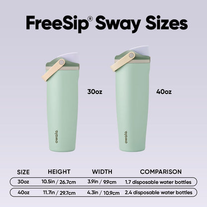 Owala FreeSip Sway - 30-Oz. Stainless Steel Water Bottle - Green Eucalyptus Finish