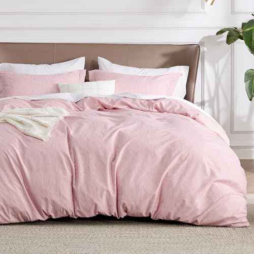 Bedsure Duvet Cover King Size - Soft Cationic Dyed Duvet Cover Set for Kids with Zipper Closure, 3 Pieces Bedding Set (Pink, 104"x90")