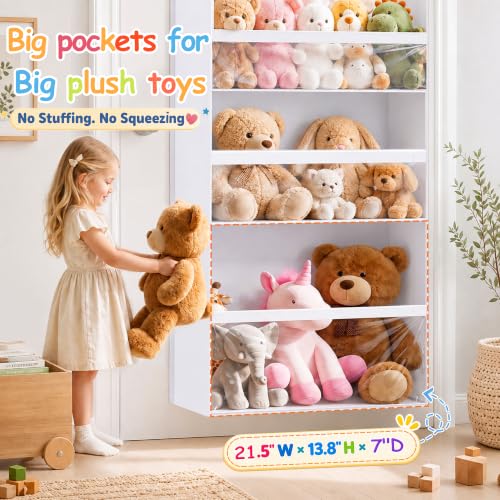 White Over-the-Door Stuffed Animal Organizer - Large Toy Storage for Kids