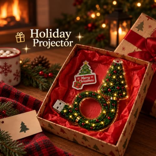 Christmas USB Projector Light - 6-in-1 Festive Scene Projection for Wall & Ceiling, Indoor Holiday Decor, Ideal Xmas Gift