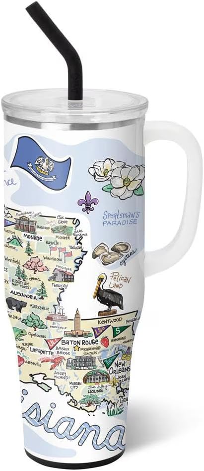 Swig Life 40oz Mega Mug - Extra Large Insulated Tumbler with Handle & Straw | Cup Holder Friendly