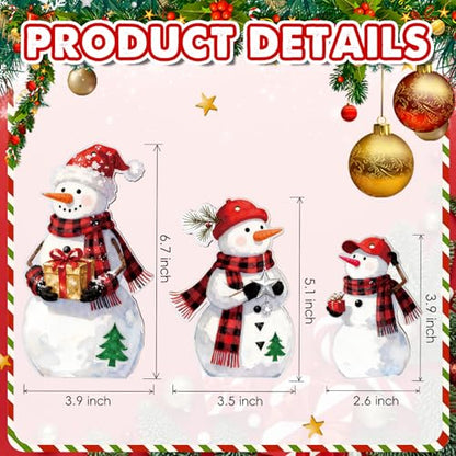 Rustic Christmas Snowman Wooden Centerpiece Set - Holiday Table Decor