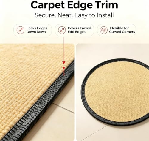 Carpet Edge Trim Protector 9.8ft Self-Adhesive Rug Transition Strip