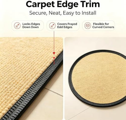 Carpet Edge Trim Protector 9.8ft Self-Adhesive Rug Transition Strip
