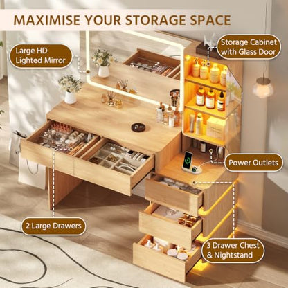Vanity Desk with LED Mirror - 47