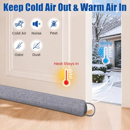 Weighted Door Draft Stopper 36 Inch with Adhesive Hook & Loop Seal, Noise & Dust Blocker