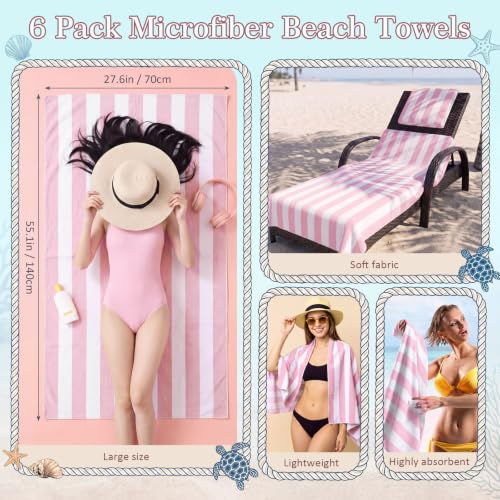 Pink Beach Party Favor Set - Striped Tote Bags, Towels, Heart Sunglasses, Can Sleeves & Hair Scrunchies