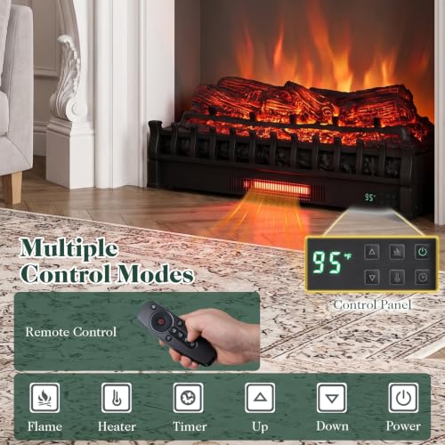 30-Inch Infrared Quartz Electric Fireplace with Remote Control - Pine Wood Version