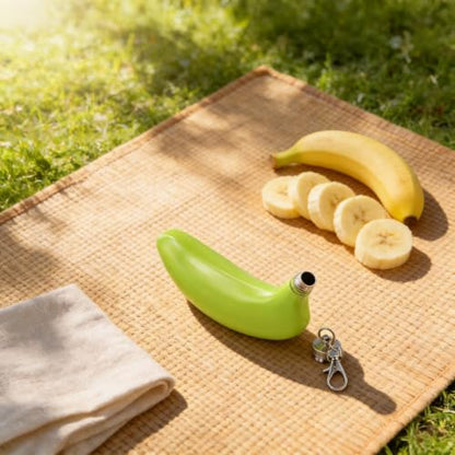 Stainless Steel Banana Shaped Hip Flask 5Oz - Green, Funny Fruit Wine Pot with Funnel for Camping & Hiking
