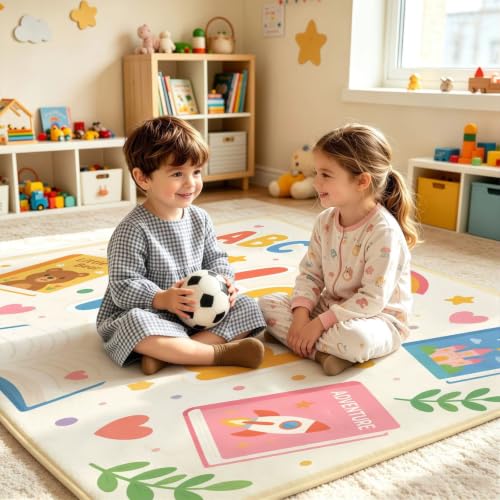 Kids Reading Rug 5x7 Learning Floor Mat Classroom Playroom Non-Slip Carpet
