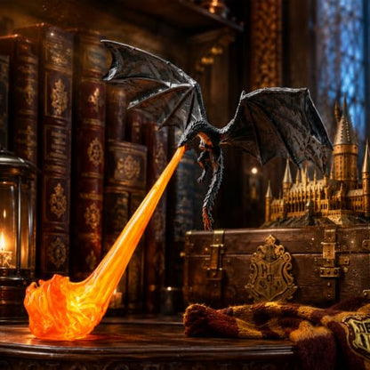 3D Fire-Breathing Dragon Shelf Decor with LED Light, Fantasy Bookend