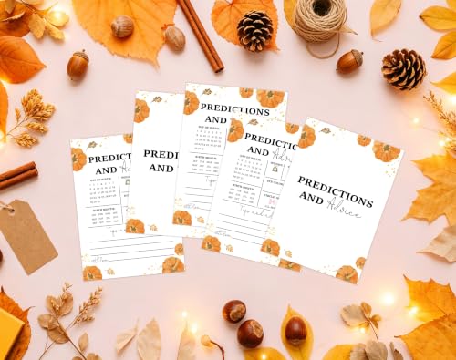 Little Pumpkin Baby Shower Games - Fall Predictions & Advice Game 7x5 Inches - 18 Cards - Fall Variations