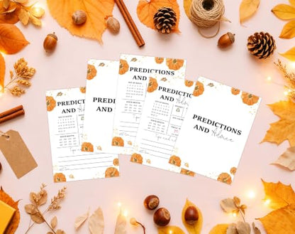 Little Pumpkin Baby Shower Games - Fall Predictions & Advice Game 7x5 Inches - 18 Cards - Fall Variations