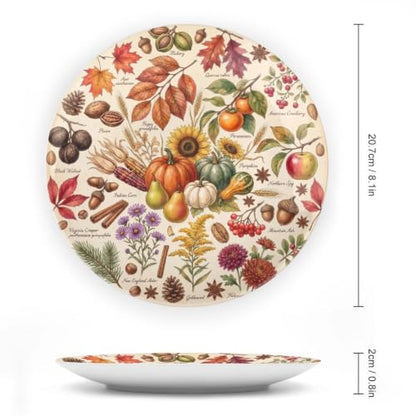 Fall 011 Decorative Plates for Display with Stand - 8 Inch Autumn Decor