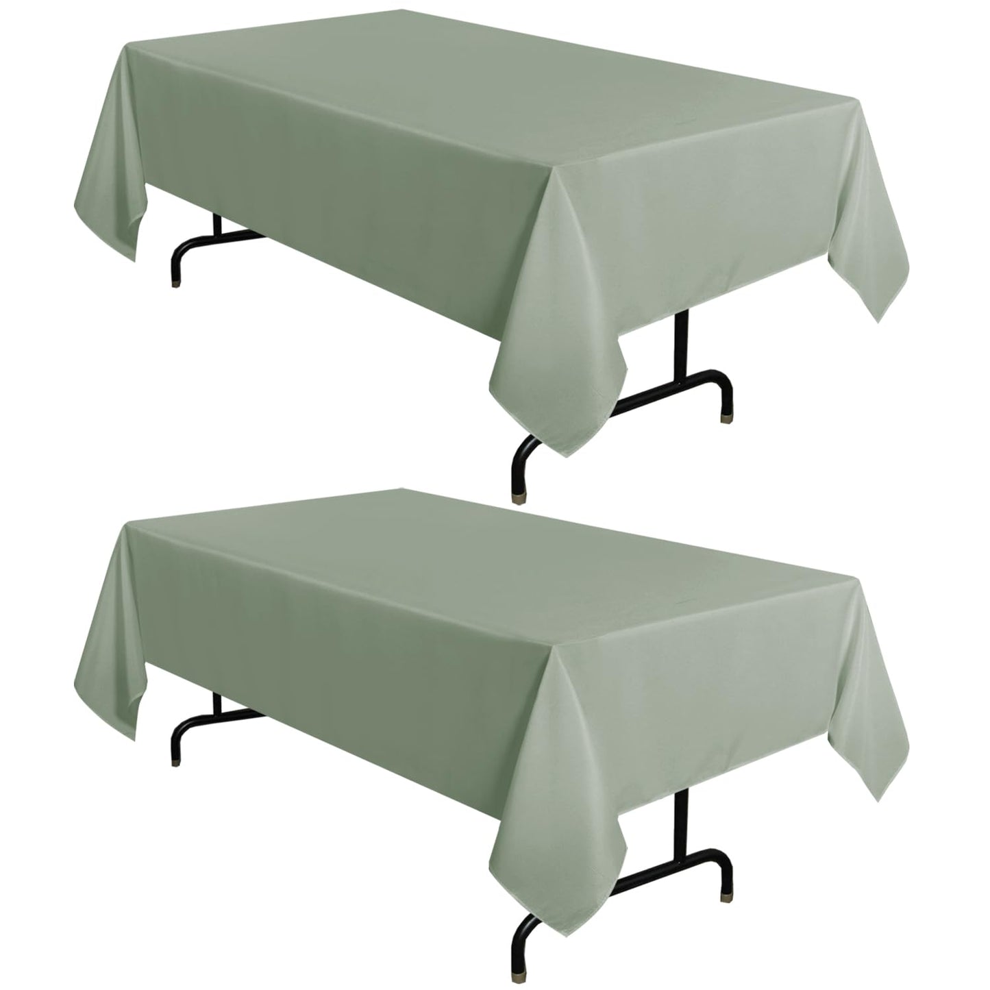 sancua 2 Pack Sage Green Tablecloth 60 x 102 Inch, Rectangle Table Cloth for 6 Feet Table - Stain and Wrinkle Resistant Washable Polyester Table Cover for Dining Table, Buffet Parties and Camping