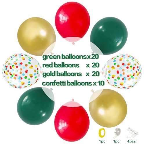 Red Green Gold Balloons 70 Pack for Christmas Party - Variation: Red Green