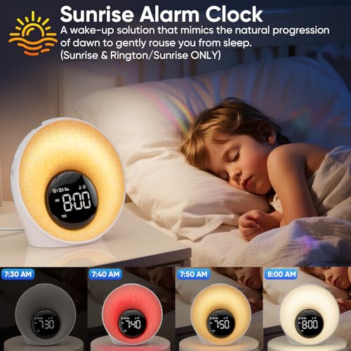 Sunrise Alarm Clock with Wake Up Light & White Noise Machine - New White