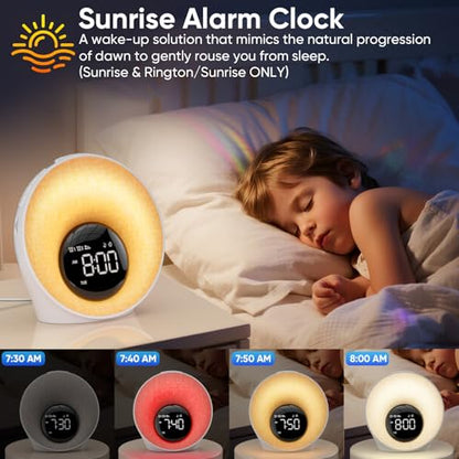 Sunrise Alarm Clock with Wake Up Light & White Noise Machine - New White