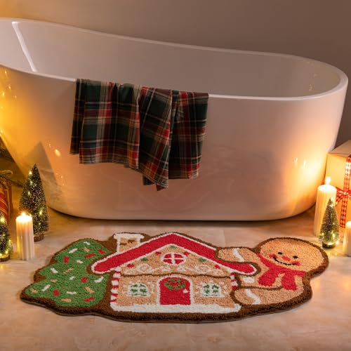 Christmas Gingerbread House Area Rug - Non-Slip Decor Bathroom & Living Room Mat