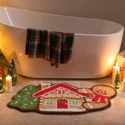 Christmas Gingerbread House Area Rug - Non-Slip Decor Bathroom & Living Room Mat
