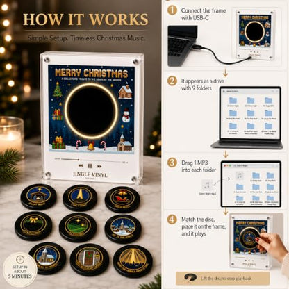 Halloween Magnetic Fridge Vinyl Music Box with NFC Discs & USB C - Personalized Retro Christmas Decor