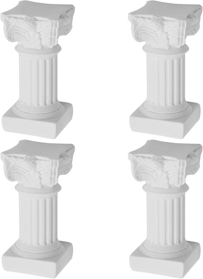 Saihisday Mini Roman Pillar Candle Holders - 4Pcs White Resin Greek Column Decor for Weddings & Table Accents