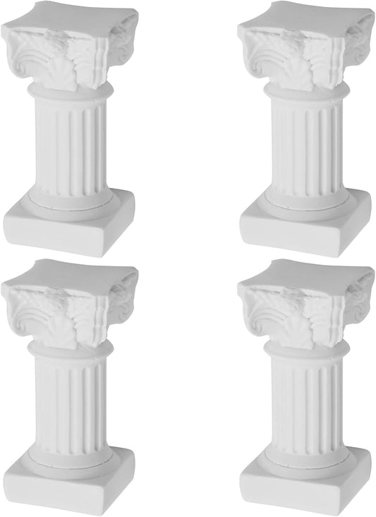 Saihisday Mini Roman Pillar Candle Holders - 4Pcs White Resin Greek Column Decor for Weddings & Table Accents