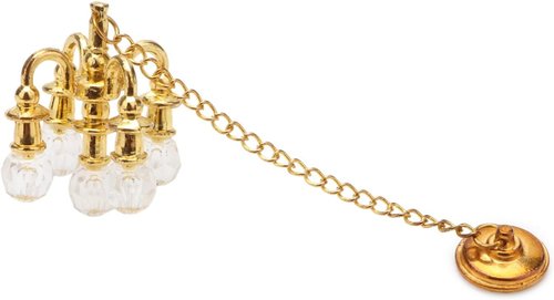 Chrystaline Miniature Chandelier by Dollhouse | 1:12 Scale Luxury 5-Head Pendant Light - Golden Finish