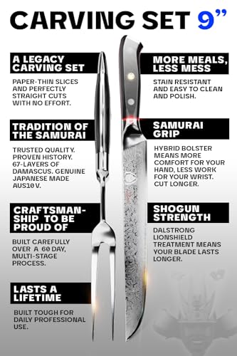 Dalstrong Black 9-Inch Carving Set with Slicing Knife & Meat Fork - ELITE
