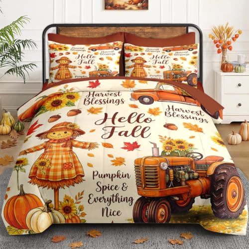 King Size Fall Comforter Set with Pillowcases and Sheets - Soft Cozy Bedding