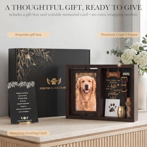 Brown Dog Memorial Shadow Box Gifts for Loss of Pet - Sympathy Keepsake