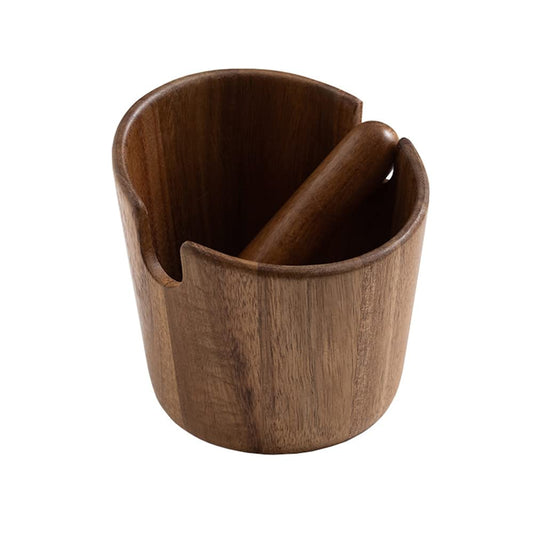 Ytnjzl 5 inch Coffee Knock Box espresso knock box,Wood Bin for Espresso Machine Coffee Grounds Acacia wood Knock Box Suitable for coffee bar decoration-coffee bar accessories