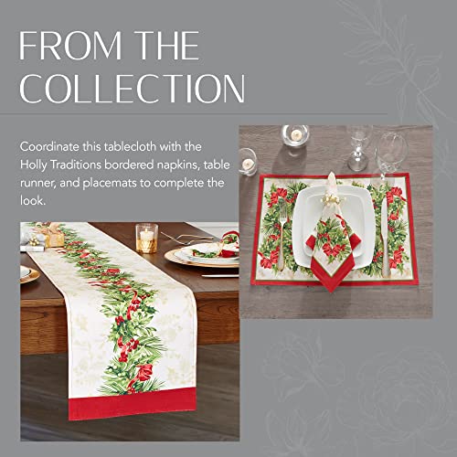 Holiday Tablecloth 60x144 Inch Oblong Christmas Fabric Wrinkle-Resistant