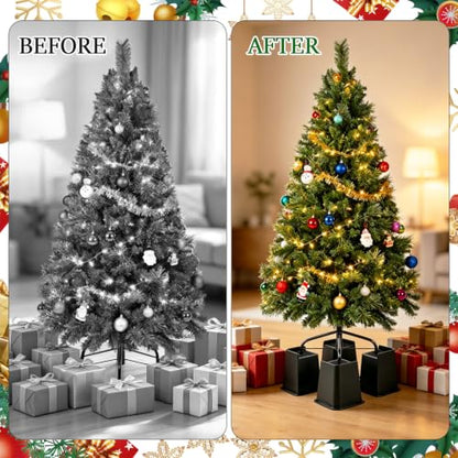 6 Inch Black Plastic Christmas Tree Risers Set of 4 - Space Saving Support