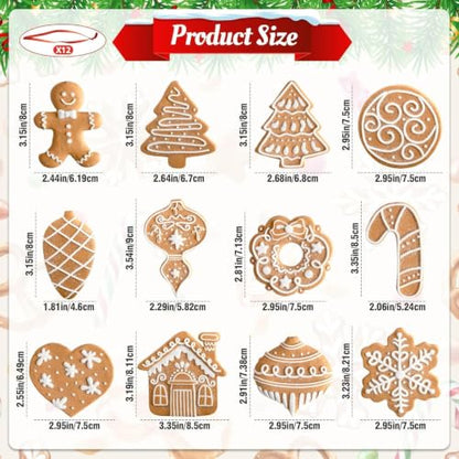 Christmas Tree Ornaments Gingerbread Style Set - 24 Pcs Holiday Decorations