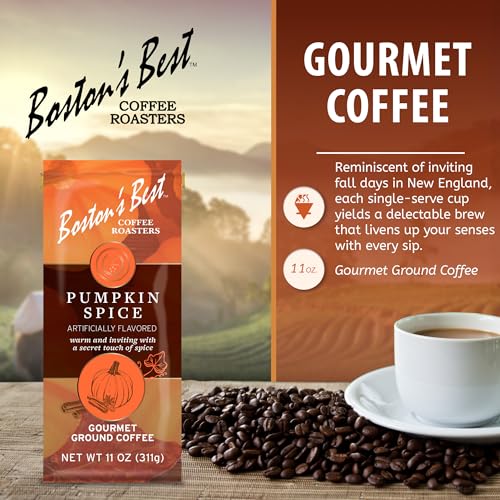 Boston’s Best Coffee - Fall-Inspired Pumpkin Spice Coffee, Medium Roast Gourmet Coffee, Delicious Flavored Coffee, Premium Ground Coffee, 11 oz. / 311 g Coffee Bag