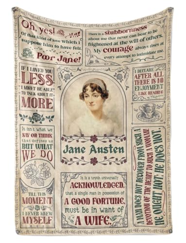 Personalized Jane Austen Flannel Blanket 60x80 Frame Gift for Women