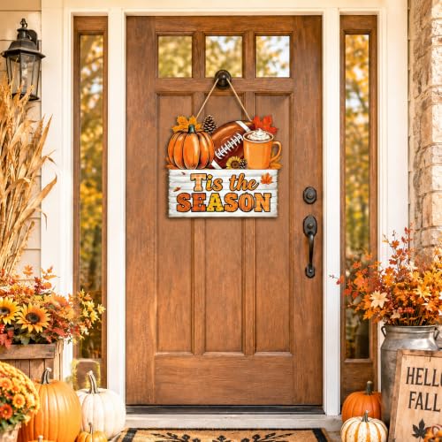 Fall Front Door Decor - Tis The Season Wooden Welcome Sign Hanging