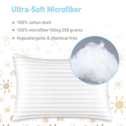 Babebay Toddler Pillow - 13x18 Machine Washable Kids Pillow with Pillowcase | Perfect for Travel & Sleep (Sunshine Rainbow)