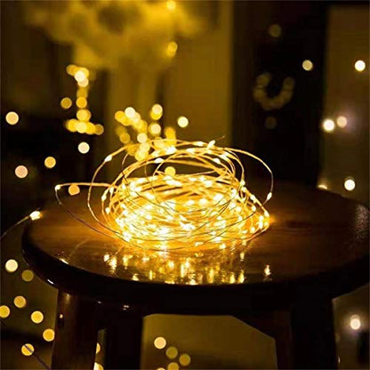 Mini LED Fairy String Lights Yellow Battery Operated 50 LEDs 18ft Indoor Decoration